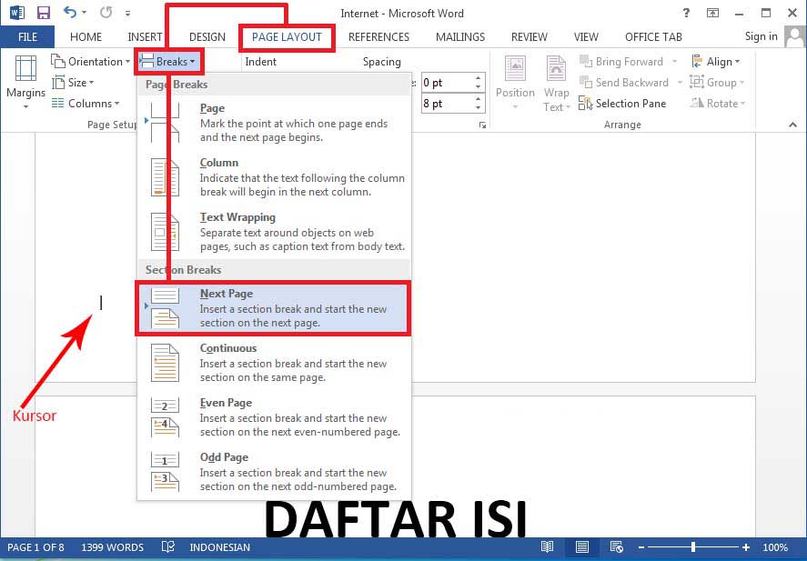 Cara Membuat Halaman Di Word Tanpa Cover Gambaran
