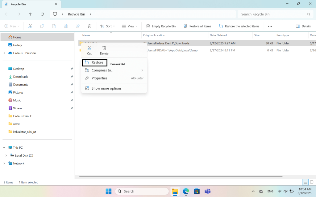 Cara Mengembalikan Folder Terhapus di Windows 11 Anti Ribet
