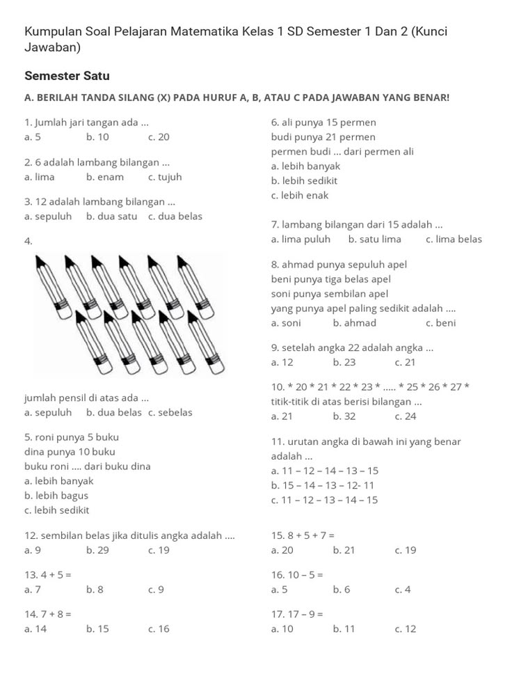 7 Rahasia Cepat Pintar Berhitung Segera Download Soal Matematika Kelas 1 SD PDF Ini