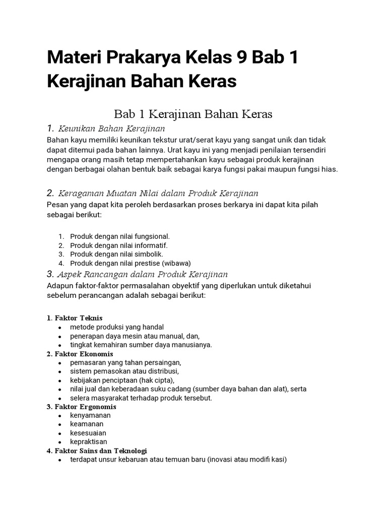7 Rahasia Menjawab Soal Essay Prakarya Kelas 9 Bab 1 Kerajinan Bahan Keras Agar Nilai Bagus