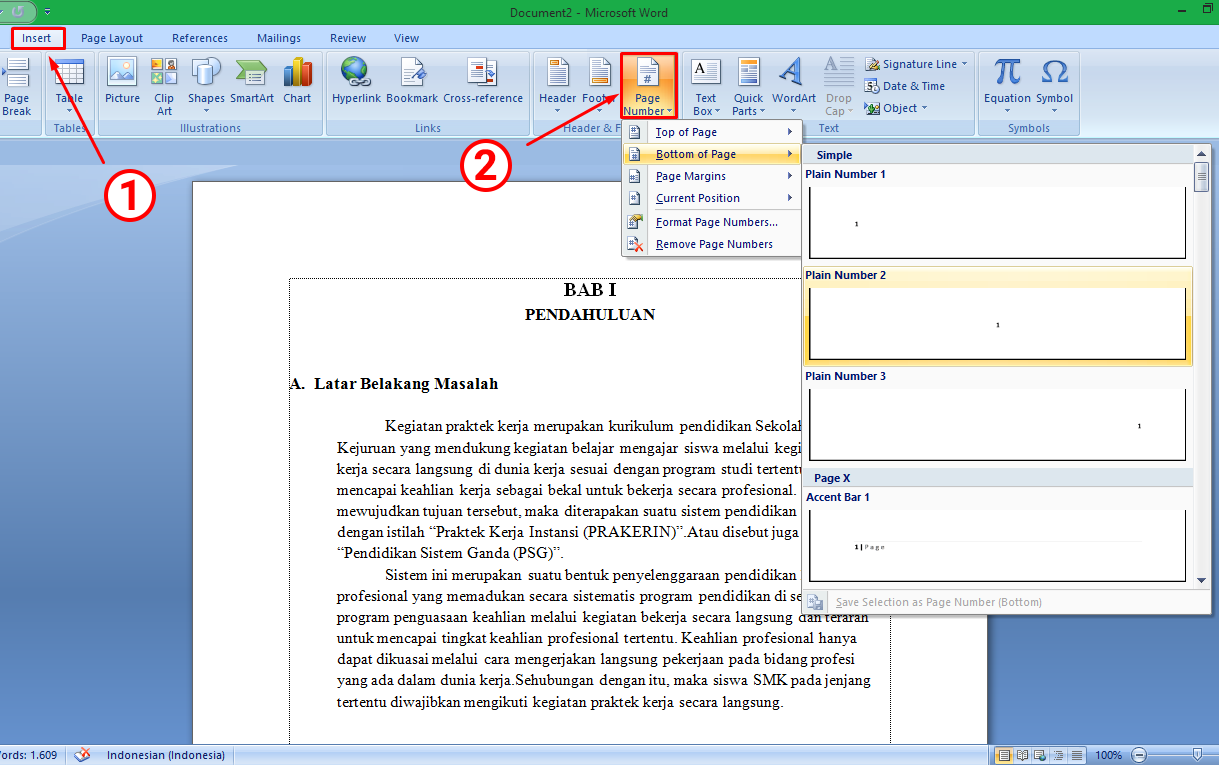 Tutorial Cara Mudah Membuat Nomor Halaman di Word - LKomBis
