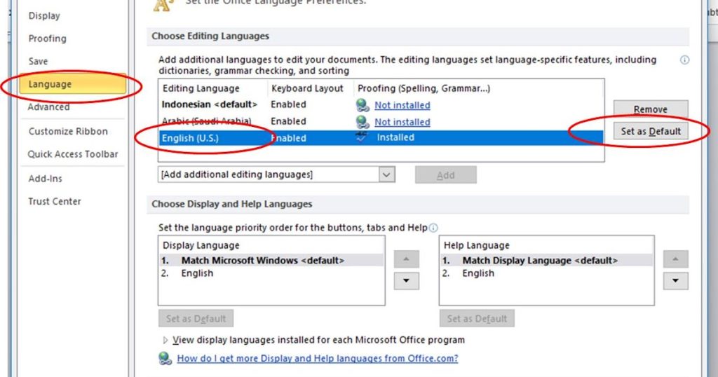 cara mengembalikan settingan bahasa pada microsoft word yang berubah
