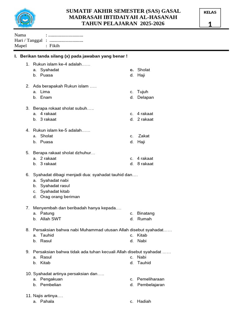 5 Fakta Mengejutkan Soal Fiqih Kelas 1 Madrasah Diniyah di Madrasah Ibtidaiyah 2026