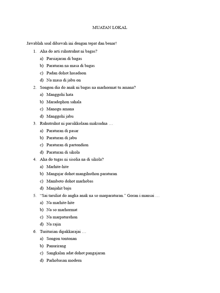 Soal Muatan Lokal PDF