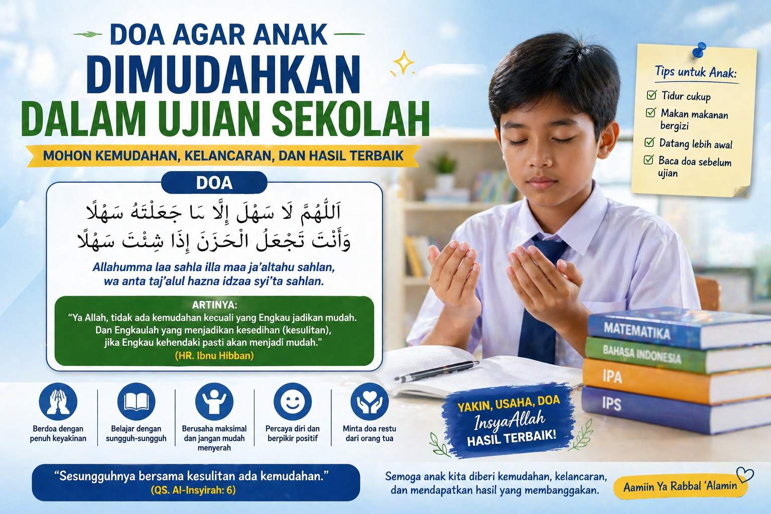 Doa Agar Anak Dimudahkan Dalam Ujian Sekolah Terbaik