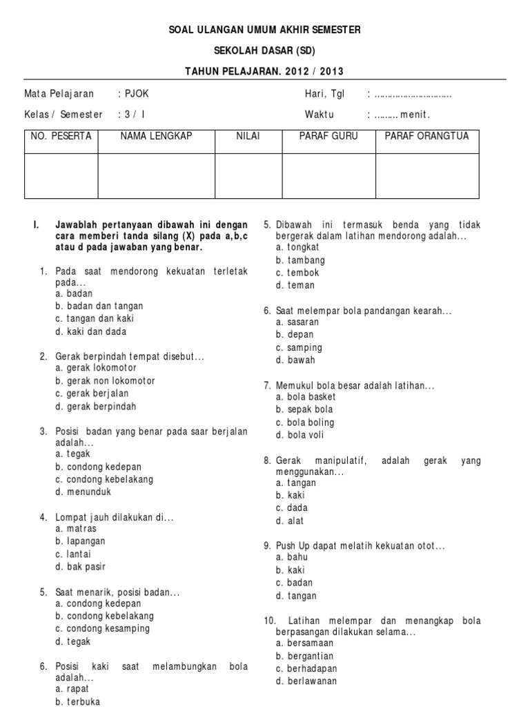 Soal PJOK Kelas 3 Semester 1 PDF 2026: 7 Materi Penting yang Sering Muncul di Ujian