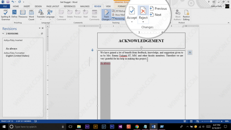 Cara Mengetahui Perubahan pada File Word 6 WinPoin