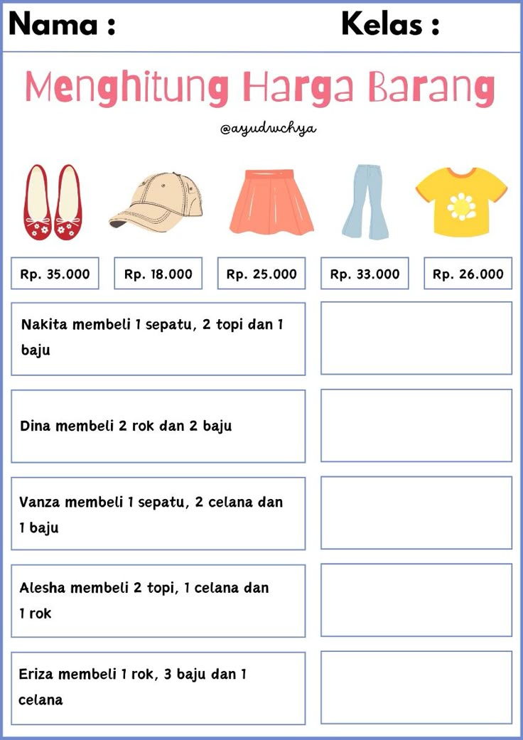 5 Contoh Soal Matematika Kelas 1 tentang Harga Barang dan Cara Hitungnya yang Ternyata Mudah