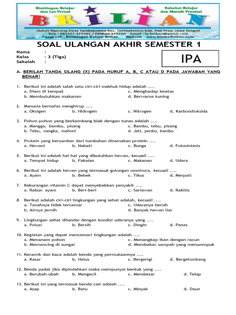 Akhirnya Tersedia 7 Contoh Soal IPA Kelas 3 SD dan Kisi-Kisi Wajib Cetak