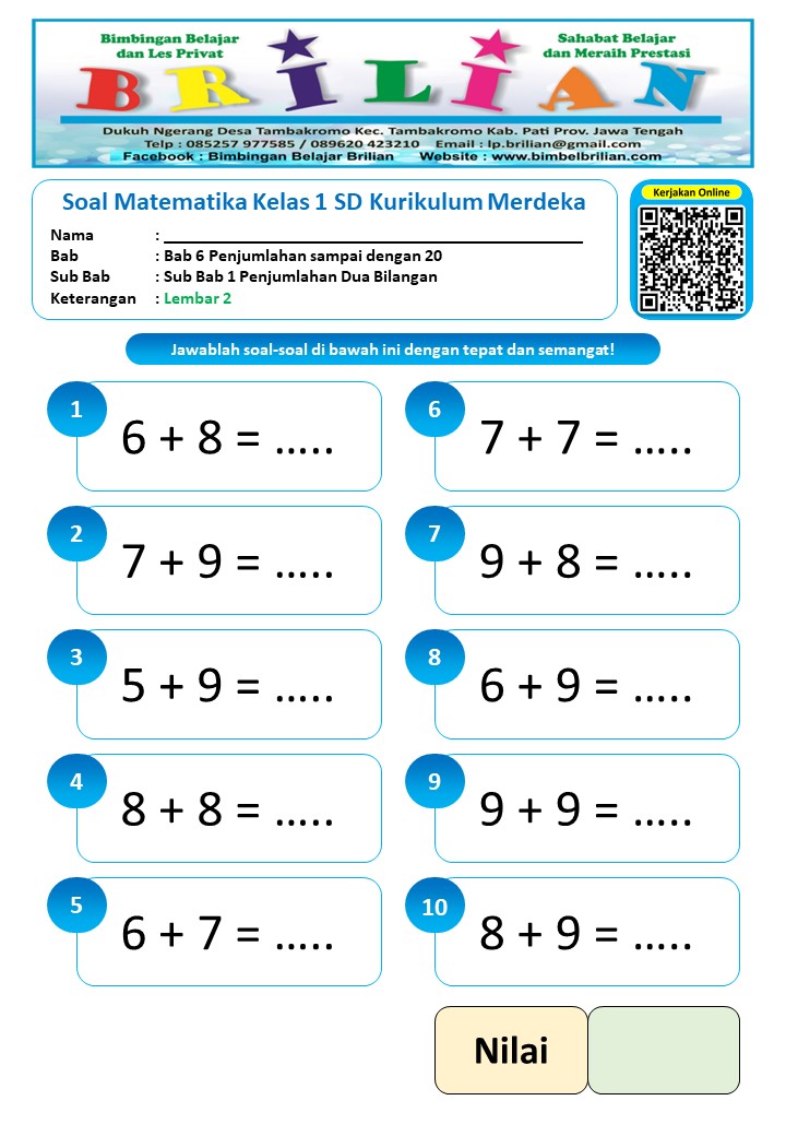 7 Contoh Soal Matematika Kelas 1 SD Semester 1 Kurikulum Merdeka yang Wajib Dikuasai Sebelum Ujian