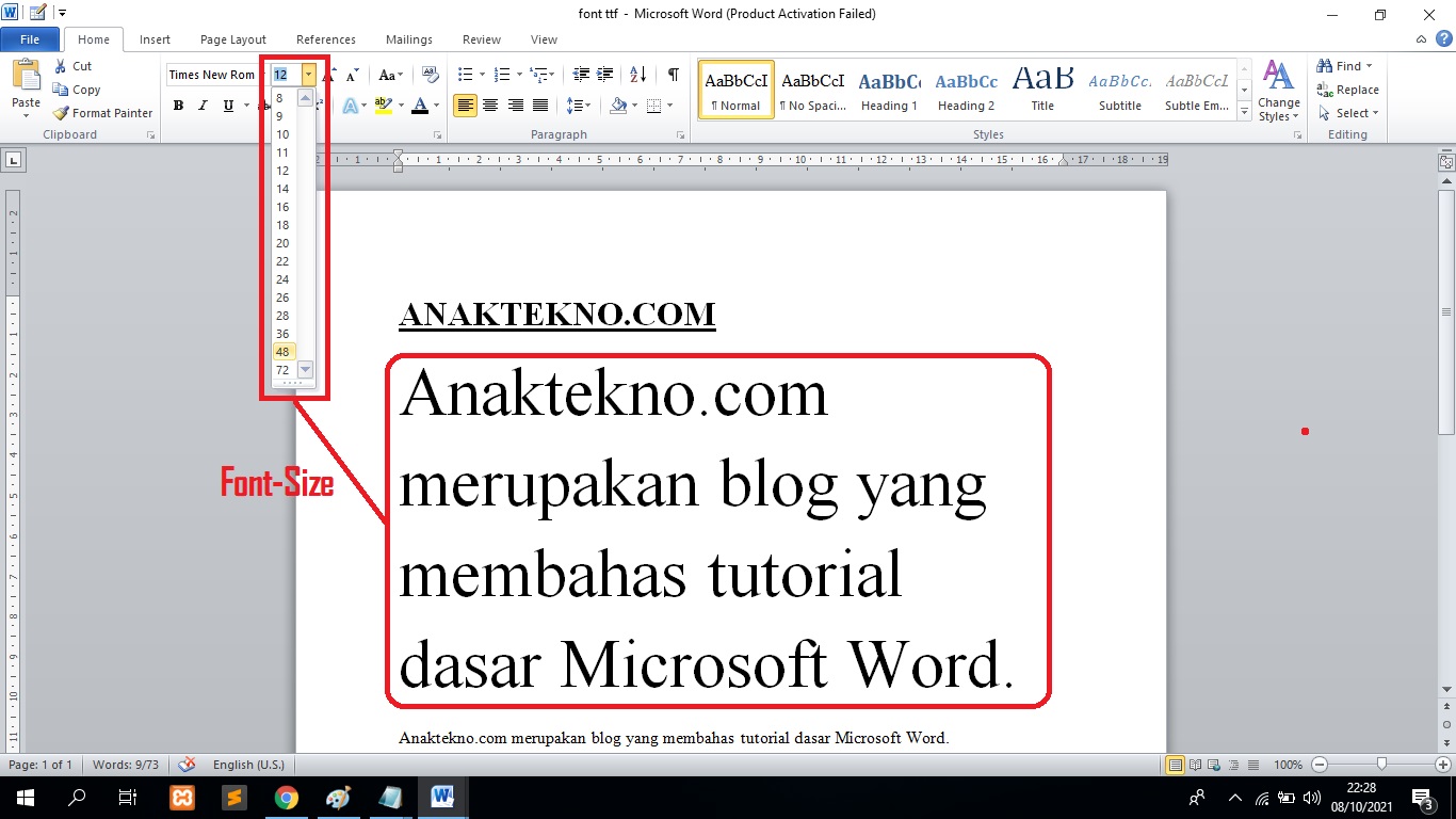 Akhirnya atur F4 di Word dengan shortcut untuk mengubah ukuran tulisan di microsoft word