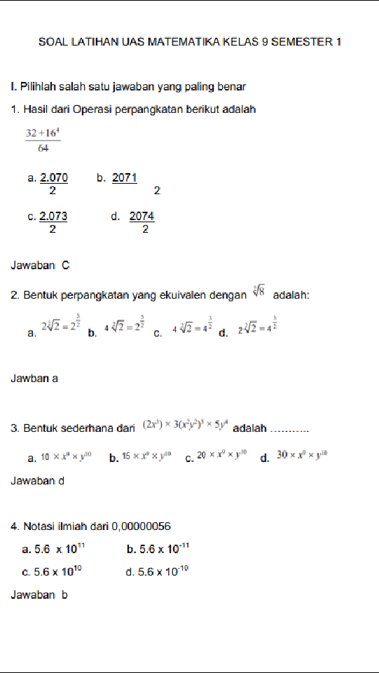 Contoh Soal UAS 1 Matematika Kelas 9: 5 Tipe Soal yang Sering Muncul dan Wajib Kamu Kuasai Sebelum Terlambat
