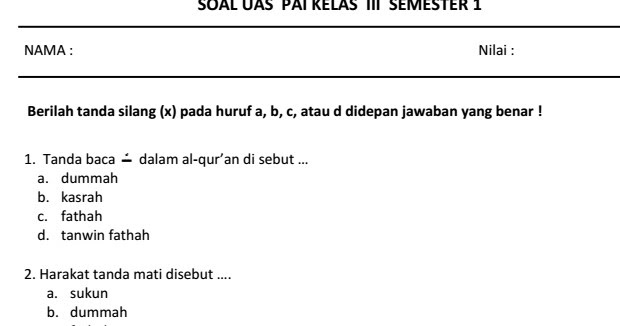 Terbukti Ampuh! 5 contoh soal uas 1 pai kelas 5 kurikulum 2013 Bikin Nilai Naik Seketika