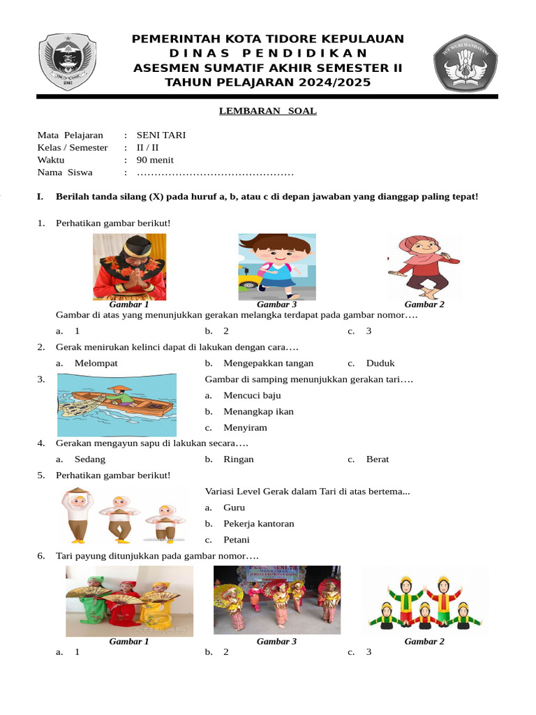 Soal Ujian Seni Tari Kelas II PDF Soal Ujian Seni Tari Kelas II PDF