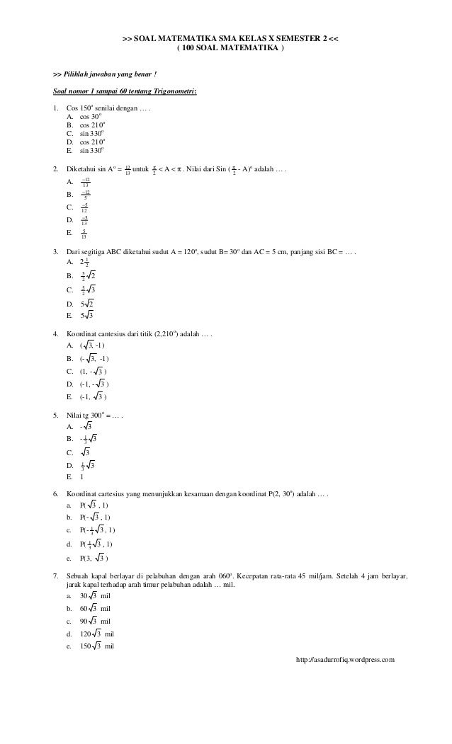 contoh soal matematika kelas 10 semester 1 dan penyelesaiannya 2019 Terbukti Nilai naik