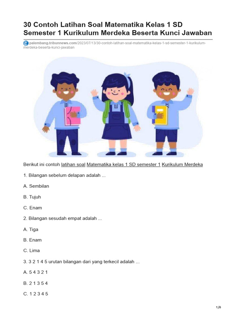 7 Rahasia contoh soal kelas 1 sd semester 1 k13 yang Bikin Anak Sukses di PTS Matematika