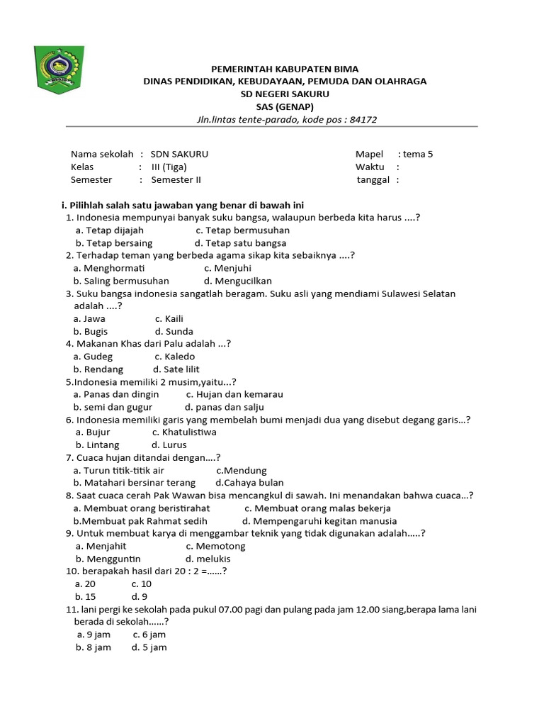 Rahasia Jawaban Soal Tema 5 Subtema 3 dan 4 Kelas 3 SD Agar Nilai Langsung Meroket