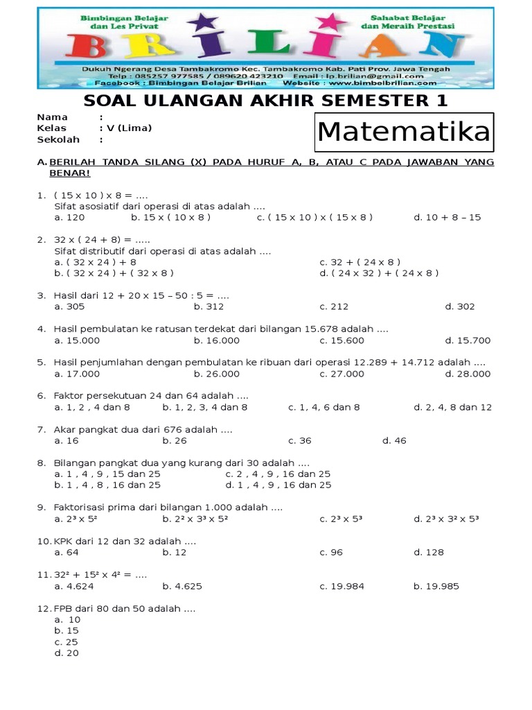 Rahasia Nilai Sempurna dengan Latihan Soal UAS SD Kelas 5 Semester 1 Terbaru Tahun Ini
