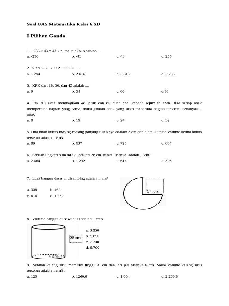 Rahasia Sukses Belajar Lewat Contoh Soal UAS 1 Matematika Kelas 6 Agar Nilai Maksimal