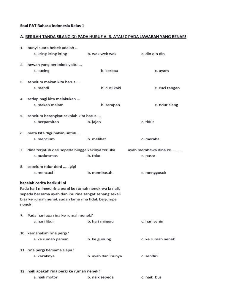 Wajib Tahu! Kumpulan Latihan Soal UAS SD Kelas 1 Semester 2 Kurikulum 2013 Terbaru