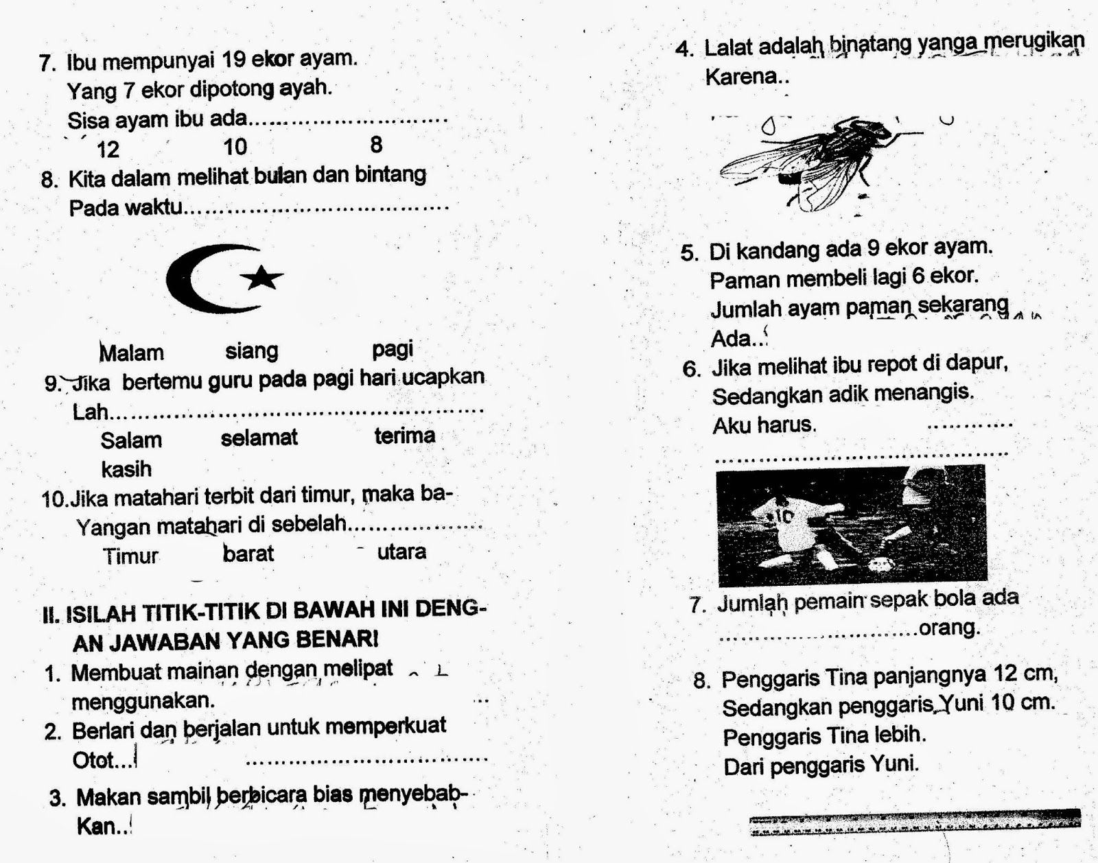 Wajib Tahu! Kumpulan latihan soal uas sd semester 1 kelas 1 tema 3 Agar Nilai Sempurna